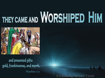 Matthew 2:11 They Came And Worshipped Him (blue)